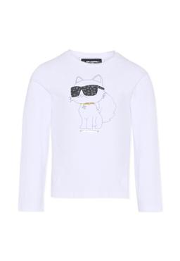 Karl Lagerfeld Kids White T-shirt For Girl With Choupette