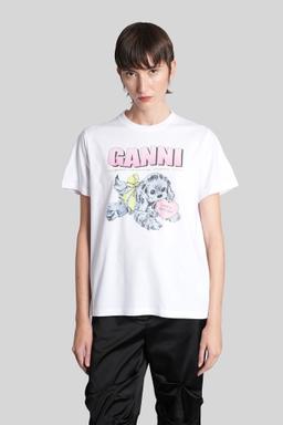 Ganni T-shirt In White Cotton