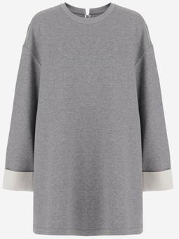 Carven Cotton Blend Sweatshirt With Contrasting Cuffs