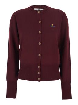 Vivienne Westwood bea Bordeaux Cardigan With Orb Embroidery In Cotton And Cashmere Woman
