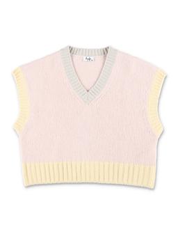 Il Gufo Girls Color Block Merino Wool Vest