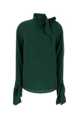 Ermanno Scervino Dark Green Stretch Silk Blouse