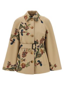 Etro Floral Print Cape Trench Coat