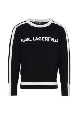 Karl Lagerfeld Kids Black Sweater For Girl With Logo