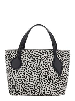 Little Liffner sprout Black And White Shoulder Bag With All-over Animal Motif In Leather Woman