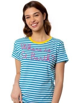 MC2 Saint Barth Bluette Cotton T-shirt With Where Is St. Barth? Embroidery