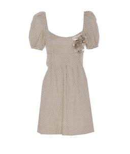 Elisabetta Franchi Embroidered Cotton Dress With Polka Dots And Roses