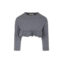 Douuod Grey Crop T-shirt For Girl With Logo