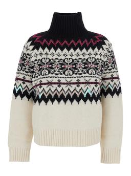 SEMICOUTURE Multicolor Turtleneck Sweater With All-over Inlays In Wool Blend Woman