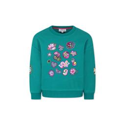 Little Marc Jacobs Green Sweatshirt For Girl With Embroidery