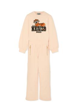 Kenzo Kids Pink Suit For Girl With Tiger