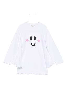 Stella Mccartney Kids White Cotton Dress With Smiley Face