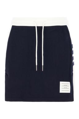 Thom Browne Navy Blue Cotton Mini Skirt