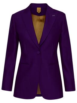 Max Mara Purple Silk Blend Buckle Blazer Jacket