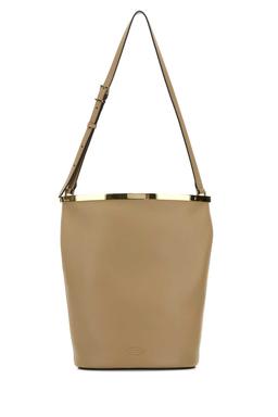 Tod's Beige Leather Magenta Bucket Bag