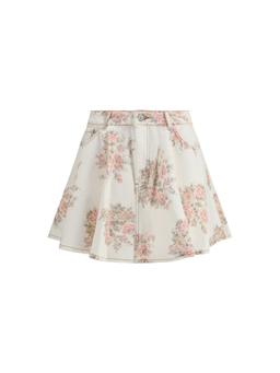 Ganni Floral Print Denim Miniskirt