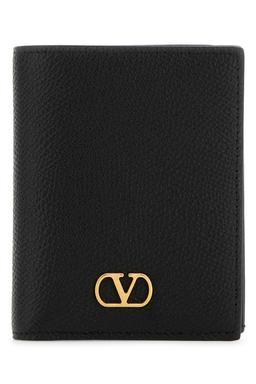 Valentino Garavani Black Leather Vlogo Wallet