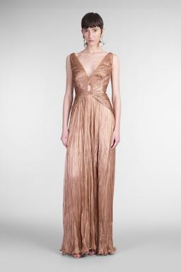 Iris Serban Letita Long Dress In Brown Silk