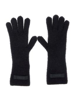 Jacquemus les Gants Gros Grain Black Gloves With Logo Patch On The Front In Wool Blend Woman