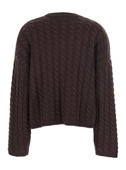 Goat Brown Cropped Crewneck Knit Sweater In Cashmere Woman