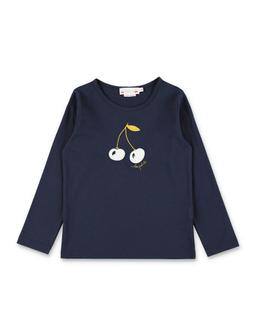 Bonpoint Girls Tidjiane Organic Cotton T-shirt With Cherry Embroidery