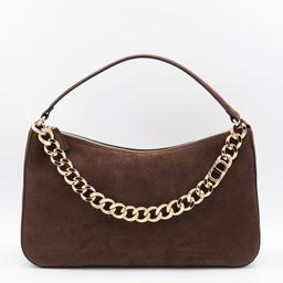 TwinSet Dark Brown Leather Liliane Shoulder Bag