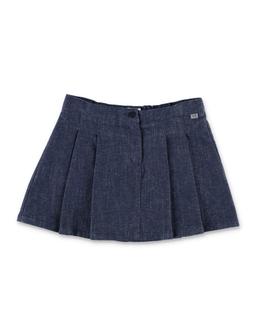 Il Gufo Pleated Blue Denim Skirt