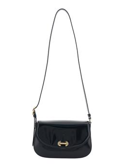 Pollini Black Crossbody Bag With Adjustable Shoulder Strap And Plaque On The Front In Leather Woman