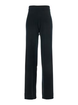 Allude Black High Waisted Trousers In Cashmere And Wool Blend Woman