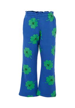 Bobo Choses Blue Sweatpants For Girl With Green Clovers