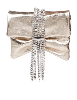 Jimmy Choo Zandra Clutch Bag In Metallic Leather With Platinum Color