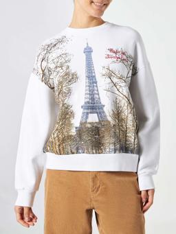 MC2 Saint Barth Woman Fleece Sweatshirt With Paris Postcard Print