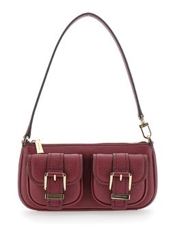 Michael Kors zoe Bordeaux Shoulder Bag With Two Patch Pockets On The Front In Grained Leather Woman