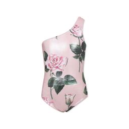 Dolce & Gabbana Pink Swimsuit For Girl With Rose Print