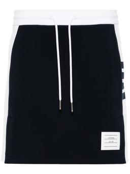 Thom Browne Mini Skirt W/ Engineered 4 Bar In Blocked Classic Solid Classic Loopback Jersey