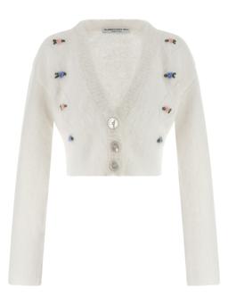 Alessandra Rich Ivory Mohair Blend Cardigan
