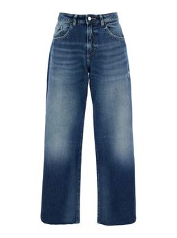Icon Denim bea Blue Jeans With Belt Loops And Logo Patch On The Rear In Denim Woman
