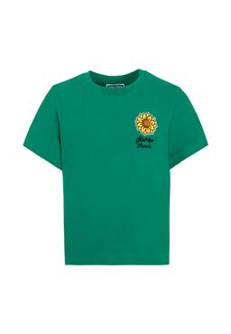 Kenzo Kids Green T-shirt For Girl With Sunflower