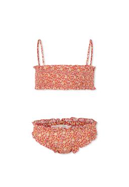 Bonpoint Red Bikini For Girl With Floral Print