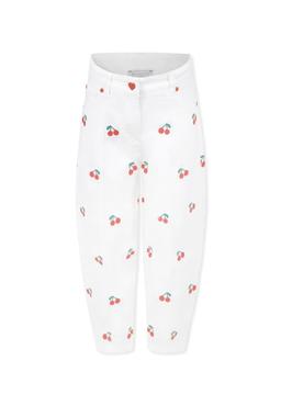 Stella McCartney Kids White Jeans For Girl With Cherries