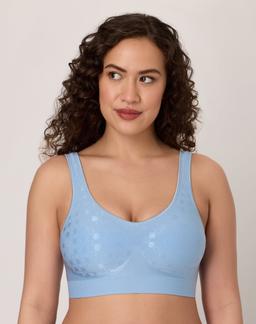 Bali Comfort Revolution ComfortFlex Fit Shaping Wireless Bra Upstate Blue Dot M