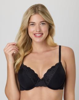 Maidenform Comfort Devotion Convertible Underwire Bra, Full Coverage Black Bloom Lace 34B Women's