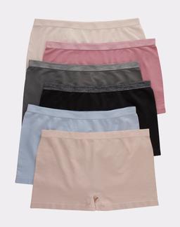 Hanes Women's Seamless Boyshort Underwear, Comfort Flex Fit, 6-Pack Assorted S
