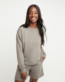 Hanes Originals Women's French Terry Sweatshirt Oregano Heather S
