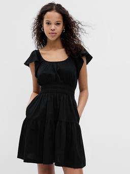 Flutter Sleeve Tiered Mini Dress