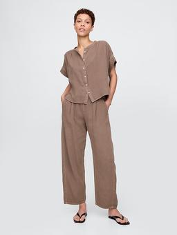 Cotton Gauze Easy Barrel Pants