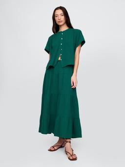 Cotton Gauze Tiered Maxi Skirt