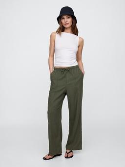 Linen-Blend Wide-Leg Pants