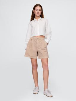 6" Mid Rise Twill Pleated Trouser Shorts