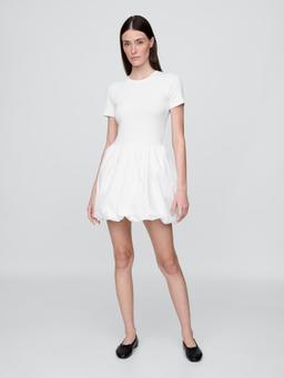 Modern Mixed Media Bubble Mini Dress